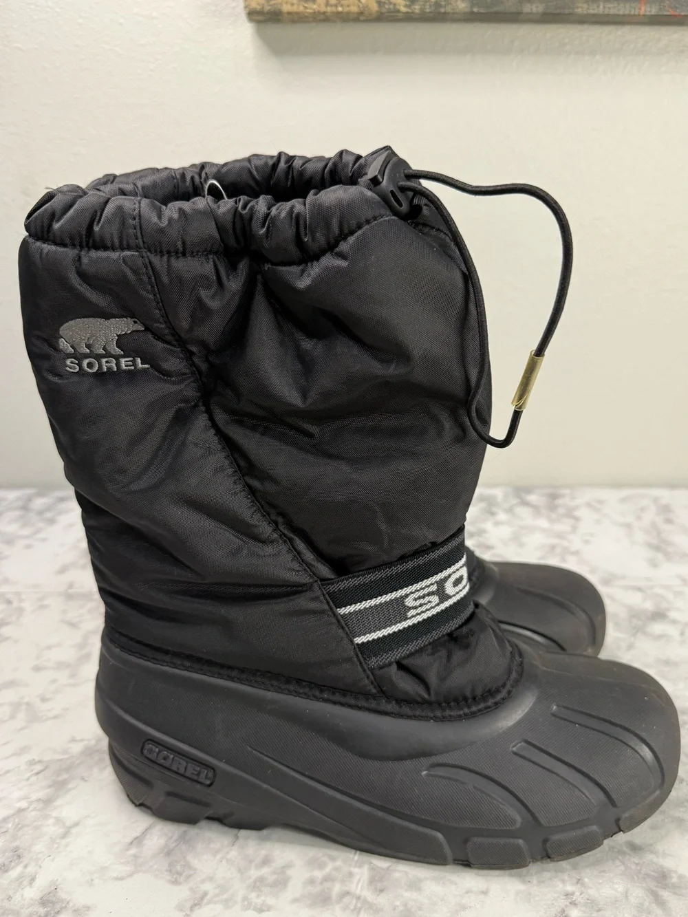 Sorel Unisex Insulated Waterproof Belted Mid Calf Snow Boots Black Size 7